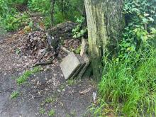 Waschbetonplatten im Wald entsorgt